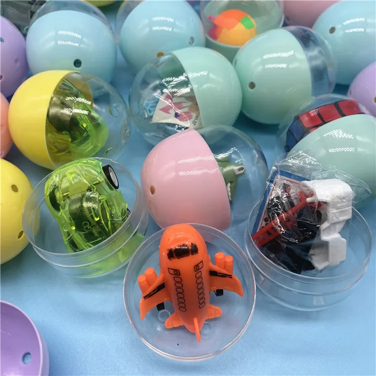 10Pcs 47X55MM Macaron Transparent Oval Surprise Capsule Toys Colorful Movable Easter Egg Toys for Baby Kids Random Shipping