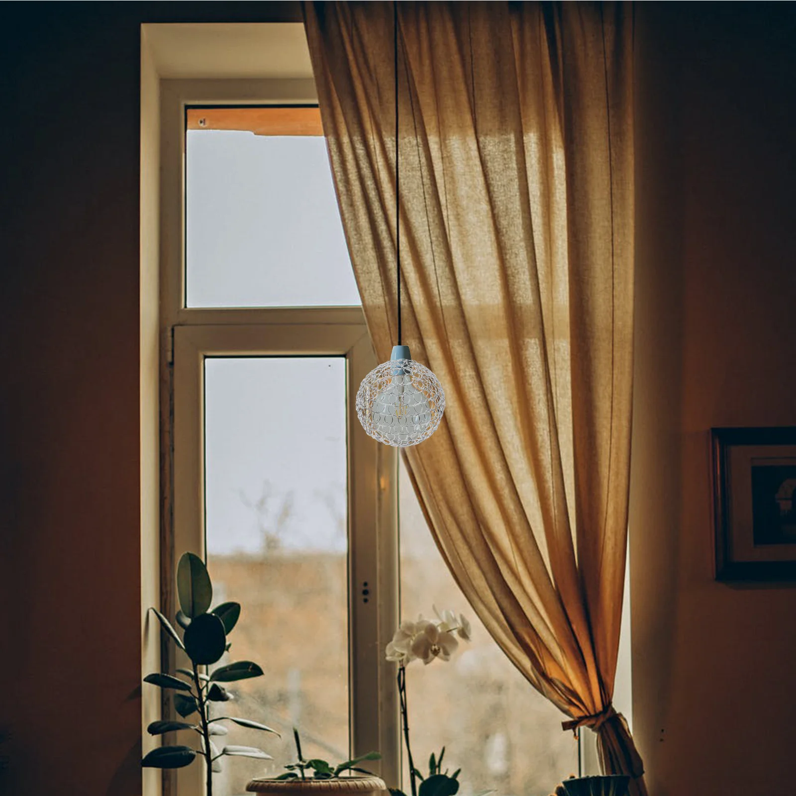 

Wrought Iron Pendant Lampshade Hanging Lamp Shade Frame Globe Wire Cage Light Fixture Cover for Hallway Home Office Hotel