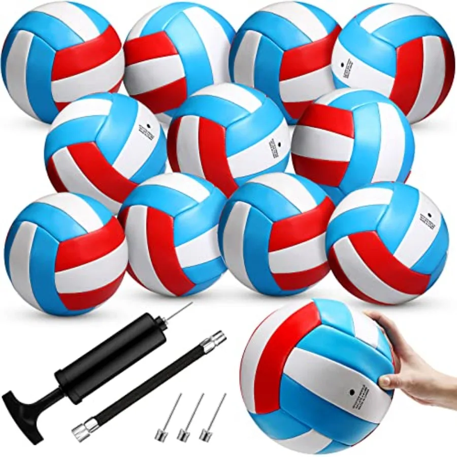 

12Pcs Size 5 Recreational Volleyballs with Air Pump Regulation Soft Volleyball Ball for Outdoor Indoor Play Waterproof Volleyba