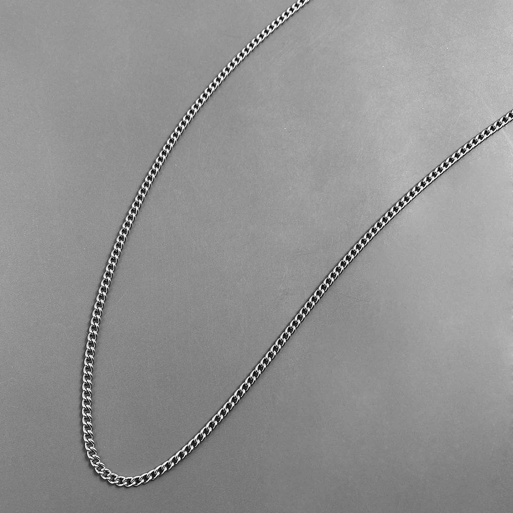Lange Herren-Halskette aus Edelstahl, silberfarbene Kordel, DIY-Anhänger, Choker, Halsband, Halskette mit Karabinerverschluss, Schmuck – Detail 7
