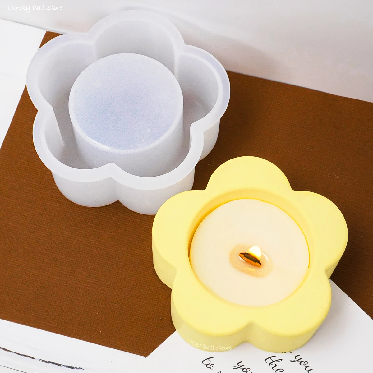 Cute Flower Shape Candlestick Silicone Mold DIY Candle Jar Cement Plaster Mould Resin Flowerpot Craft Casting Molds Home Decor