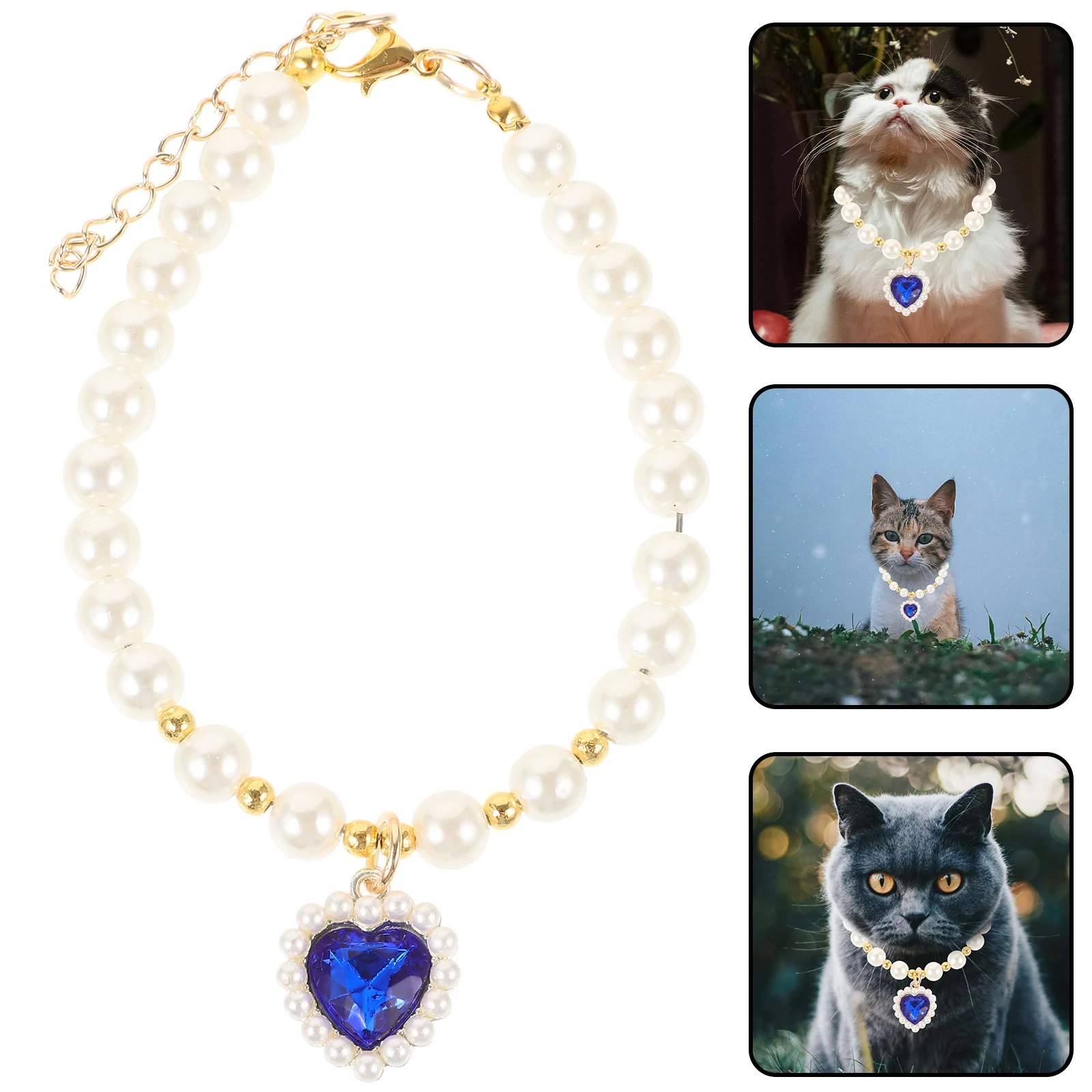 

Adjustable Pet Pearl Necklace Small Animal Collar Decorative Party Cat Collar Pet Simulation Pearl Necklace