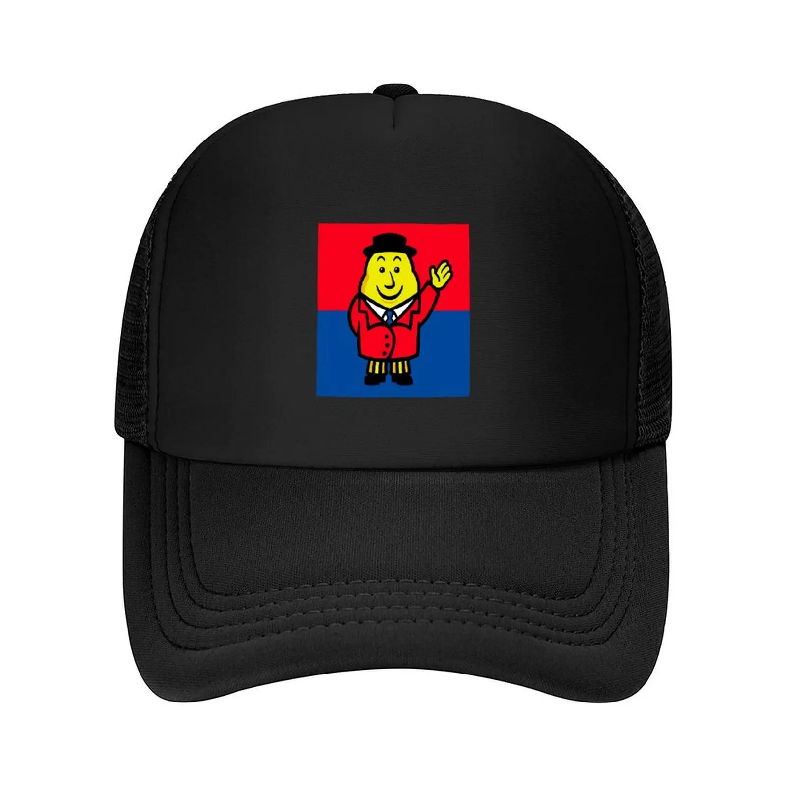 

Mr Tayto Man waving - Blue Red Baseball Cap Military Tactical Cap Luxury man cap Beach Trucker Hat Men Women's