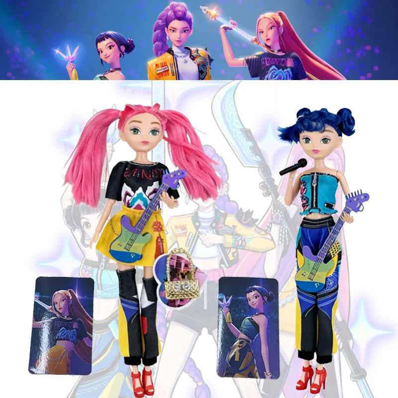 

K-POP Охотники на демонов, прямая версия, 11,5 дюймов, с 7-цветной подсветкой, тематическая песня Руми, танцы, смешанный набор из 3 предметов, подарок на день рождения для девочки