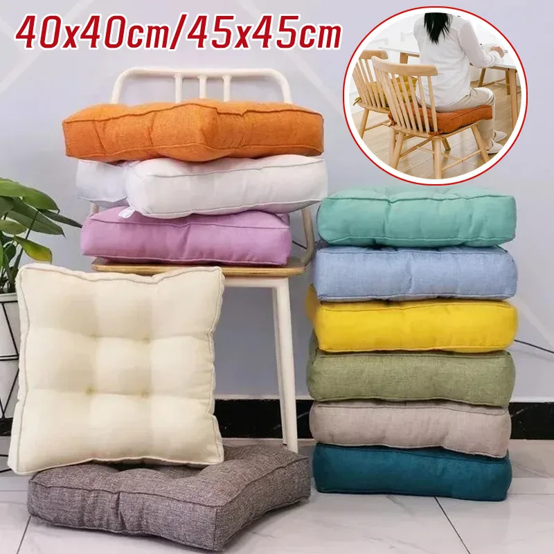 

40x40/45x45cm Linen Cushion Decorative Sofa Pillow Thicken Cushion Solid Square Seat Cushion Chair Pad Office Breathable Comfort