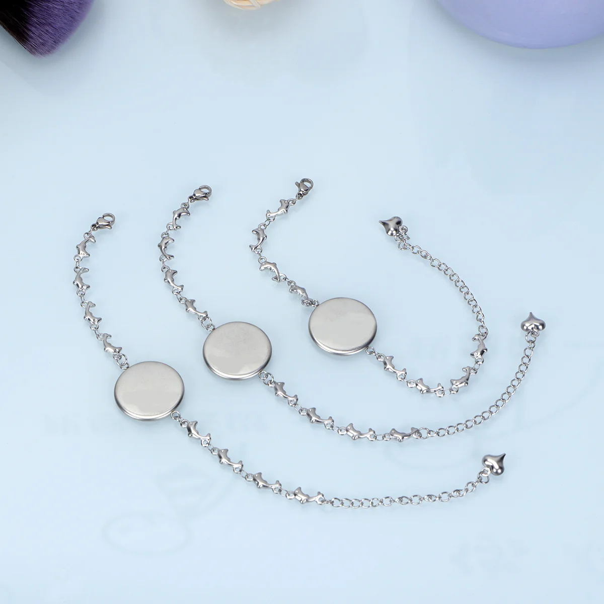 10Pcs 20mm Silver Stainless Steel DIY Bracelet Kit Wrist Pendant Elegant Dolphin Design Gift for Her Jewelry Bracelet Kit