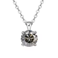 Classic Yellow Gold Cubic Zirconia Pendant 18K Silver Plated - Silver Grey