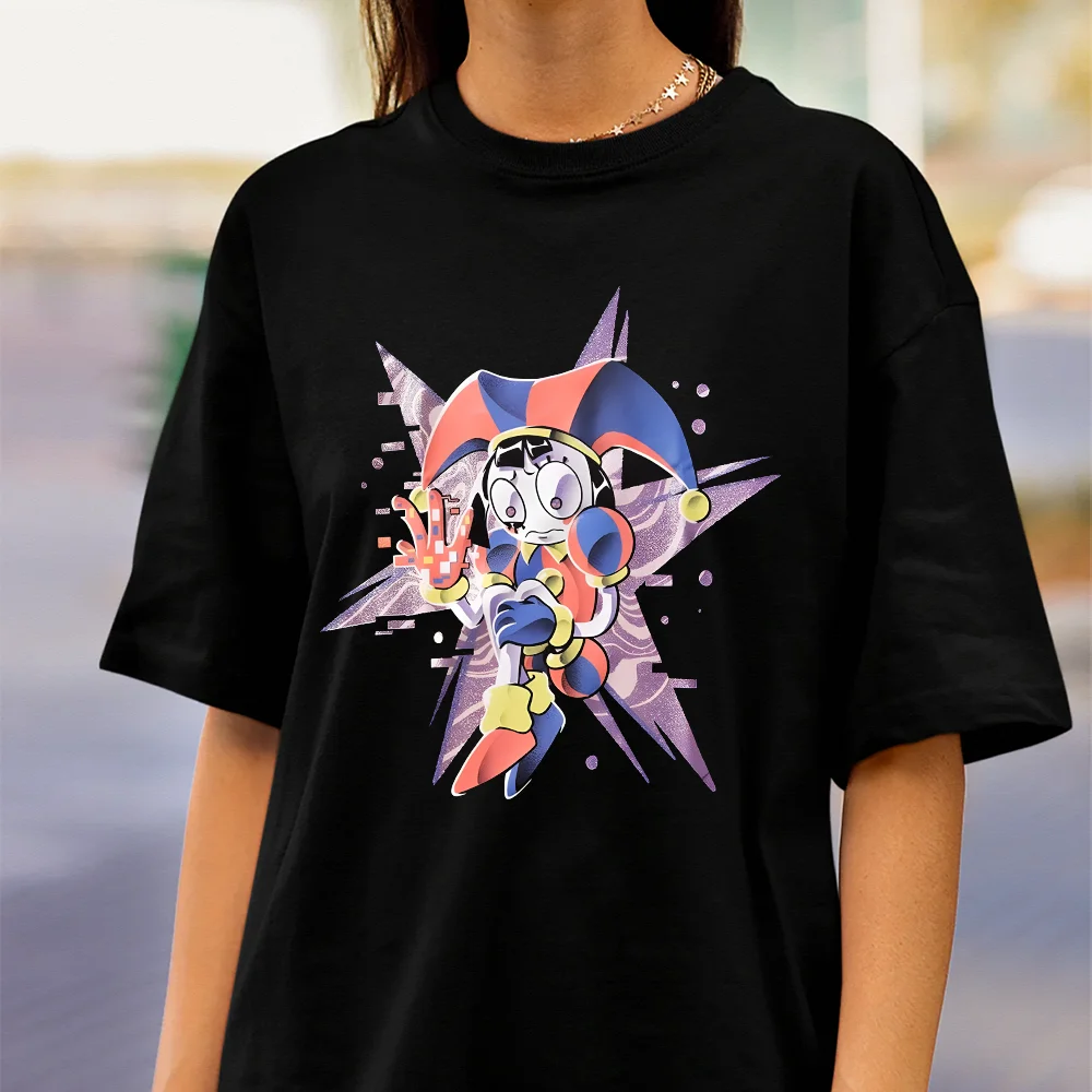 The Amazing Digital Circus Jax Pomni Graphic T-Shirt Colorful Eyes Cartoon Character Print Fans Women and Kids Short Sleeve Tee