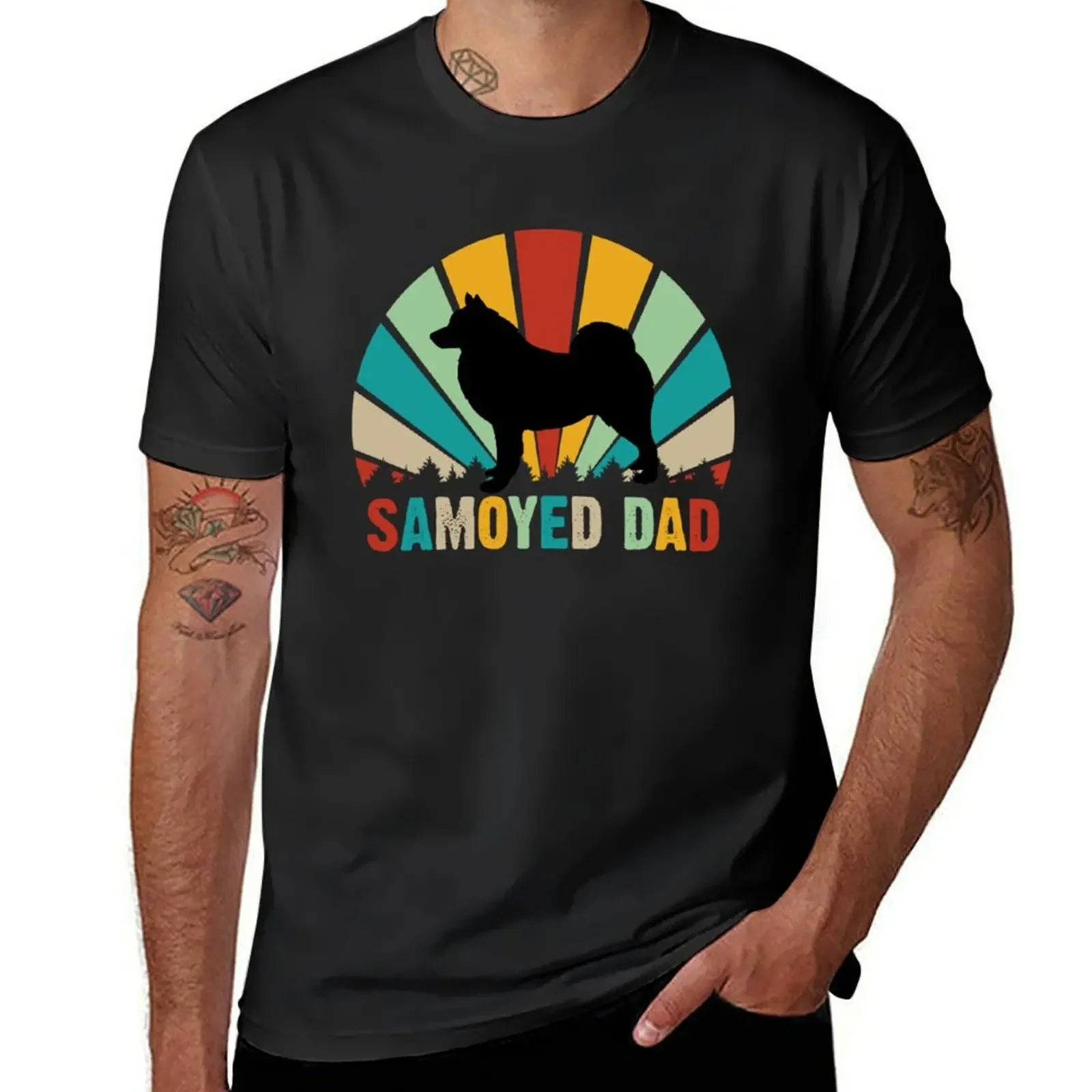 Retro Samoyed Dad Gifts - Funny Samoyed Father's Day T-Shirt vintage anime shirt customizeds big and tall t shirts for men