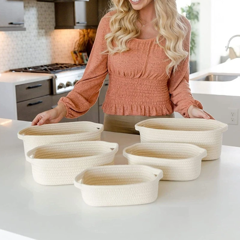 Five Cotton Rope Storage Baskets for A Stylish and Organized Household Use Dropship