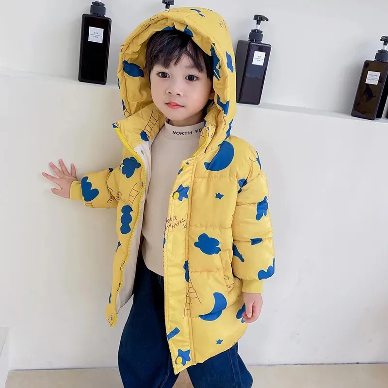 Doudoune à capuche en coton pour enfants, coupe-vent chaud, manteau d'hiver, vêtements pour enfants, garçons et filles, 2 à 7 ans, nouveau, 2024