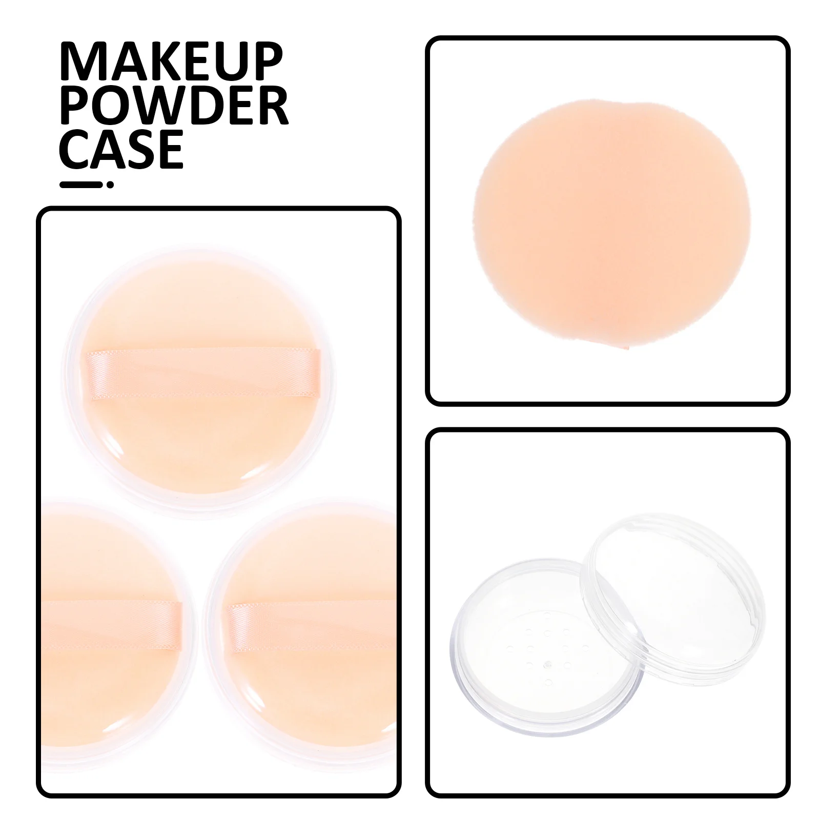 

3Sets Portable Powder Case Puff Box Refillable Holder Makeup DIY Application Airtight Sealing Even Distribution