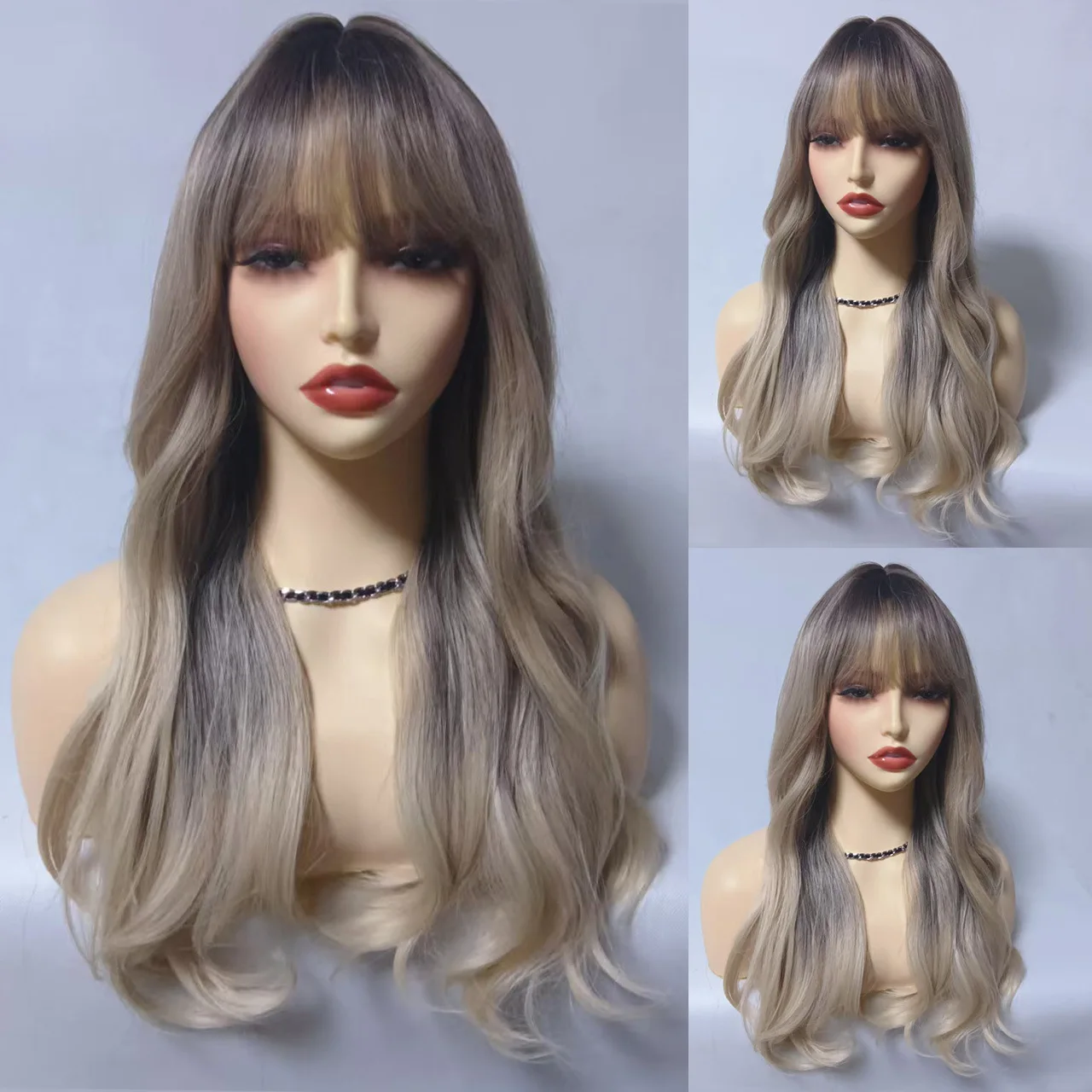 

Ladies 26 Long Light Brown Curly Wave Wig Elegant Heat Resistant Synthetic Hair Natural