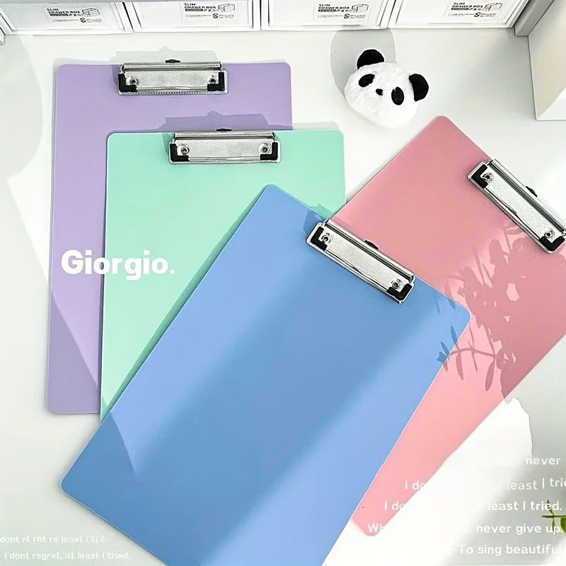 4 durable PP A4 copy boards - multi-color, thick files and folders with metal clips, suitable for offices, meetings, and writing