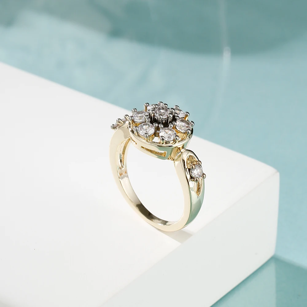 Ohrring-Set mit Schneeflocken-Cluster und eingelegten Zirkonia-Steinen, hohle Ohrringe, Ring, für festliche Anlässe, zarte, funkelnde Diamant-Accessoires, Geschenk zum Geburtstag oder für ein Date. – Detail 5