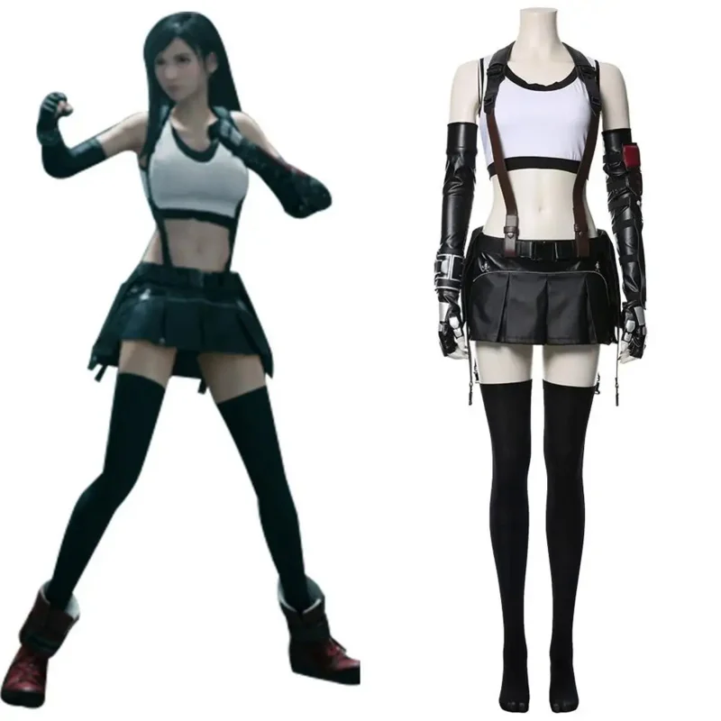 

Final Fantasy VII cosplay Tifa buckart cosplay costume uniform full set Tifa buckart top skirt for Halloween carnival