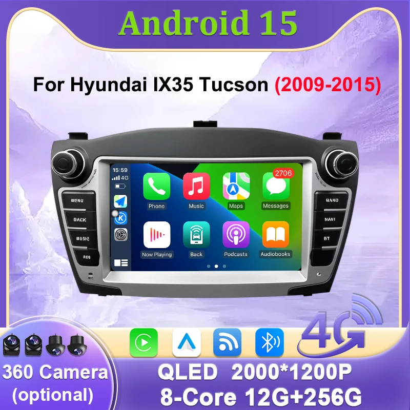 Autoradio für Hyundai IX35 Tucson 2009-2015 7 Zoll Android Auto Carplay GPS Navigation Multimedia Stereo Bluetooth Split Screen