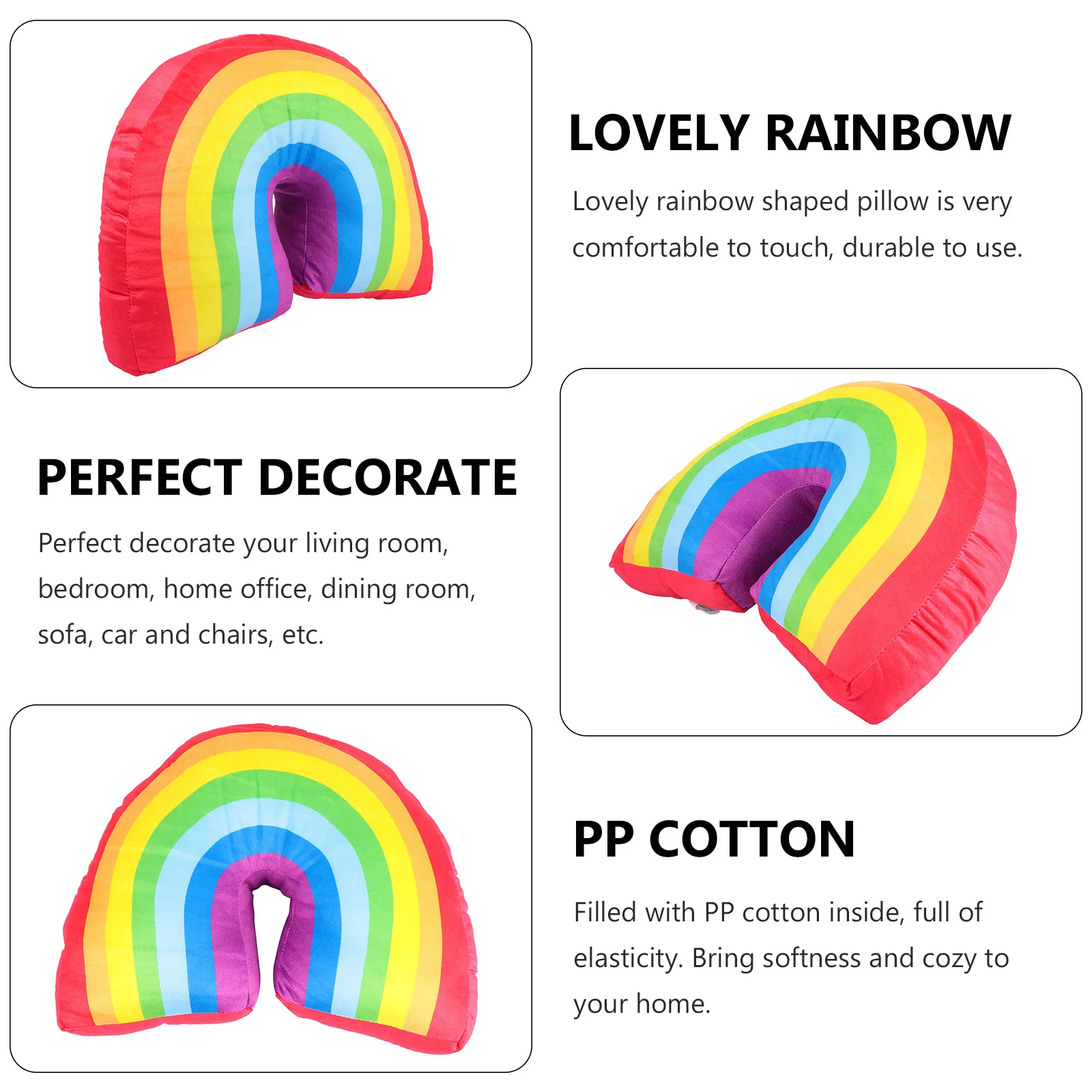 

Rainbow Shaped Throw Pillow Decorative Cushions for Living Room Bedroom Office PP Cotton Filled Soft Cozy Home Car Sofa Chair