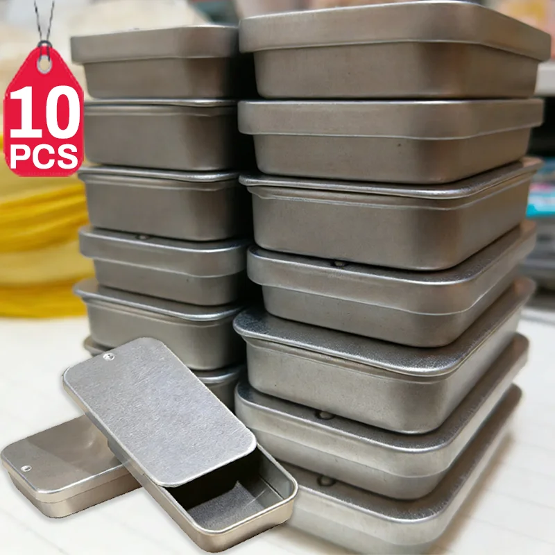 Simple Iron Push-pull Slide Cover Box Silver Light Storage Subpackage Boxes Portable Home Jewelry Pill Cases Container Wholesale