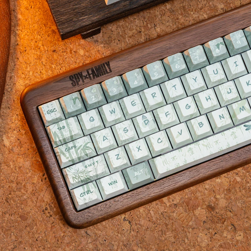 

Chinese Characters Bamboo PBT Keycaps,127 Keys Custom Doubleshot Keyboard Caps For Cherry Gateron MX Mechanical Keyboard 60% 75%