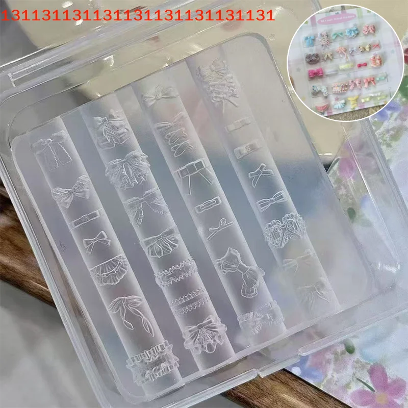 

Relief Bowknot DIY Design Nail Charms Carving Mould 3D Nail Art Bear Rabbit Silicone Mold UV Gel Polish Stamping Stencils