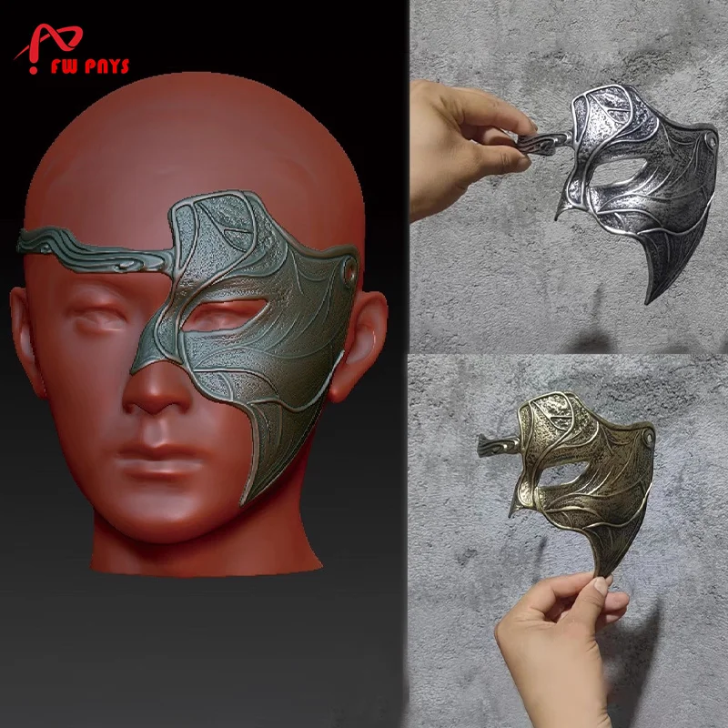 

Resin Warrior samurai Armor Masks Chinese Ancient Cosplay knight-errant Accessories Halloween Carnival Prop Golden Silver