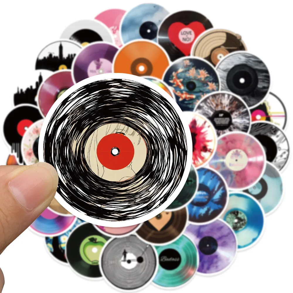 50PCS Vinyl CD Record Graffiti Stickers - Adhesive PVC Decals for Luggage, Scooters, Cups & Computers RecordingYourLife Store