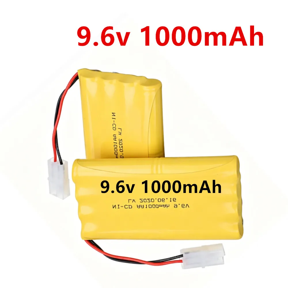9.6v 1000mah NiCD Rechargeable Battery +Charger For Rc toy Car Boat Tank Train Robot Gun NI-CD AA 9.6v Battery Pack 1pcs to 2pcs