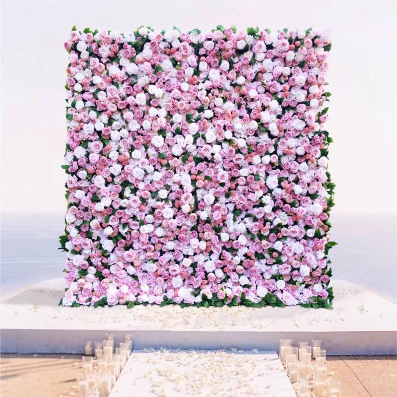 

Uflower 5D Wedding Pink Rose Artificial Flower Wall Row Arch Backdrop Fabric Floral Event Party Prop Floral Arrangement Decor
