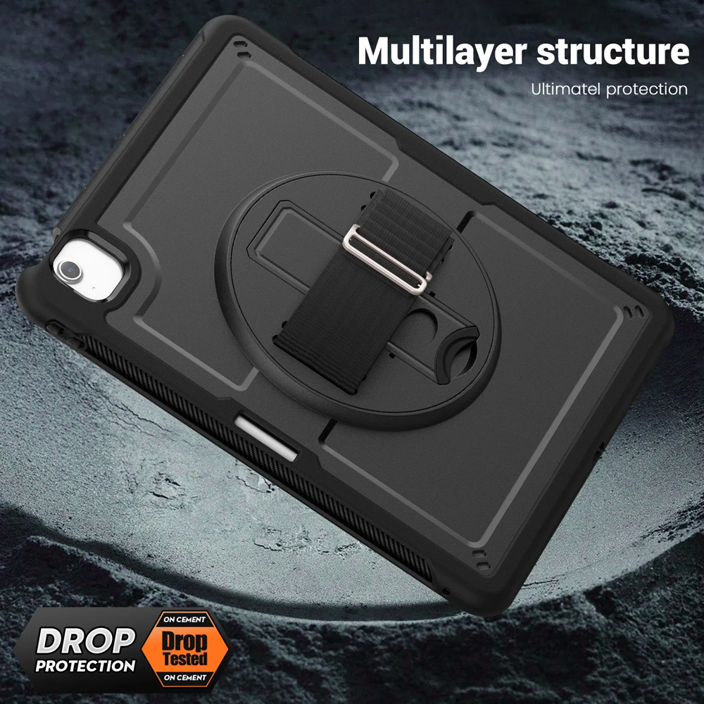 حافظة كمبيوتر لوحي Pro13 Air13 مقاس 13.0 بوصة لجهاز iPad Air 13 Pro 13 2024 2025 حافظة A2926 A2925 غطاء دوار مقاوم للصدمات من البولي يوريثان الحراري