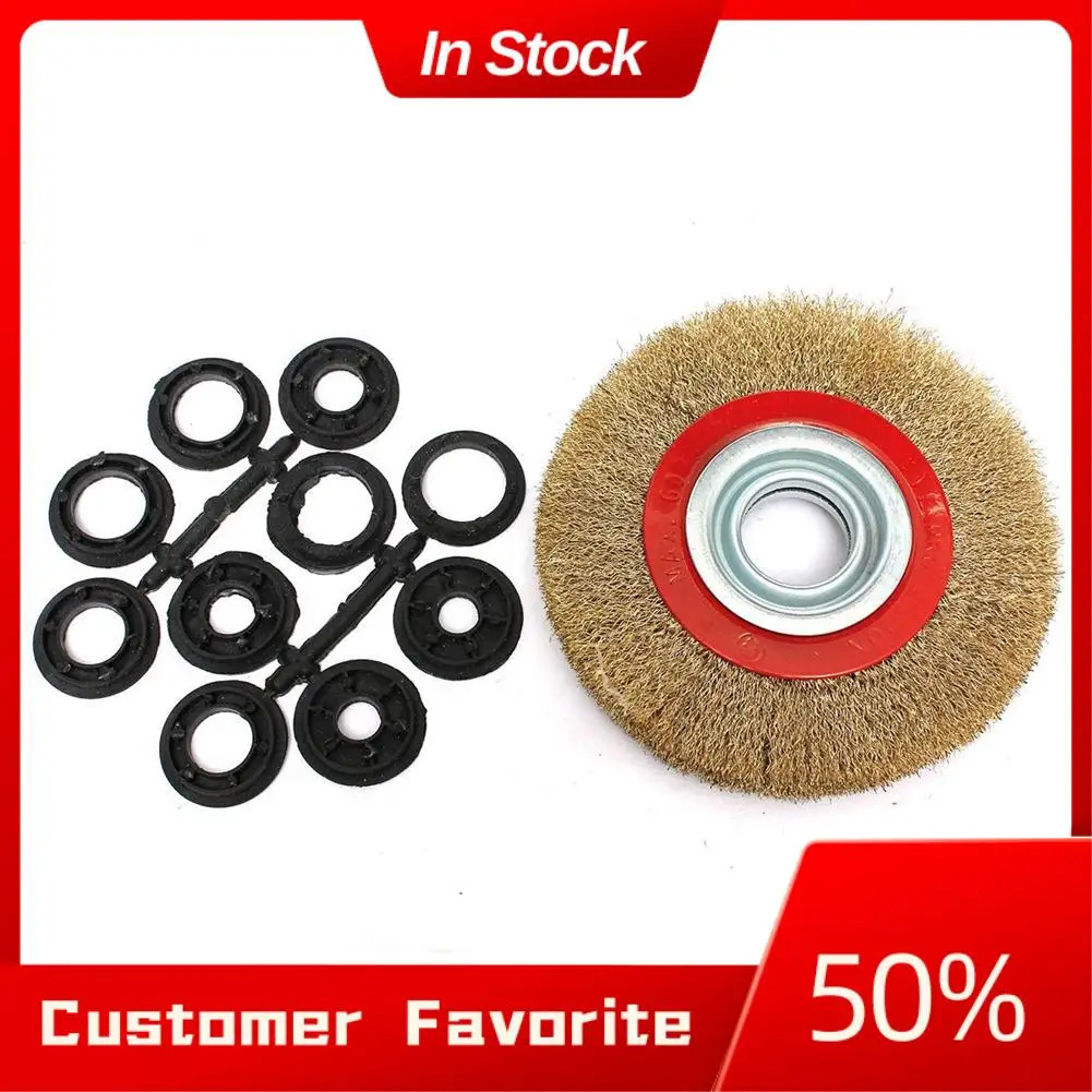 

AT03 Top 1 Pcs 180 Grit Fiber Wheel Polishing Buffing Disc & 1 Set 8 Inch 200Mm Steel Flat Wire Wheel Brush With Adaptor Rings