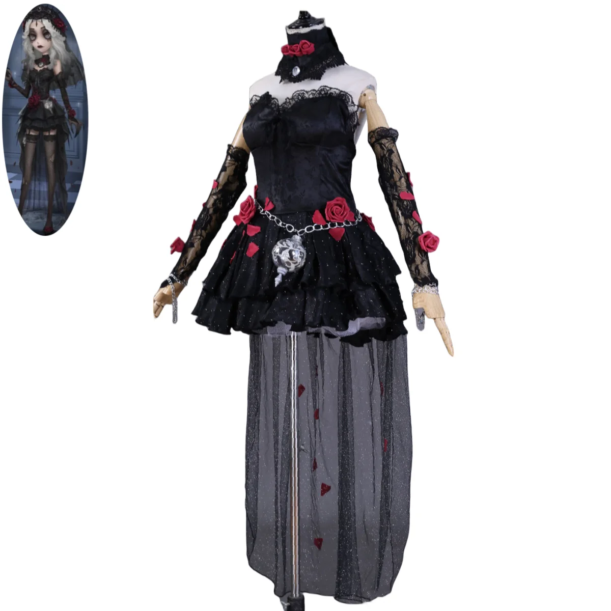 Jogo identidade v ada mesmer psicólogo cosplay traje pele noite eterna vestido gótico preto peruca mulher sexy terno de halloween