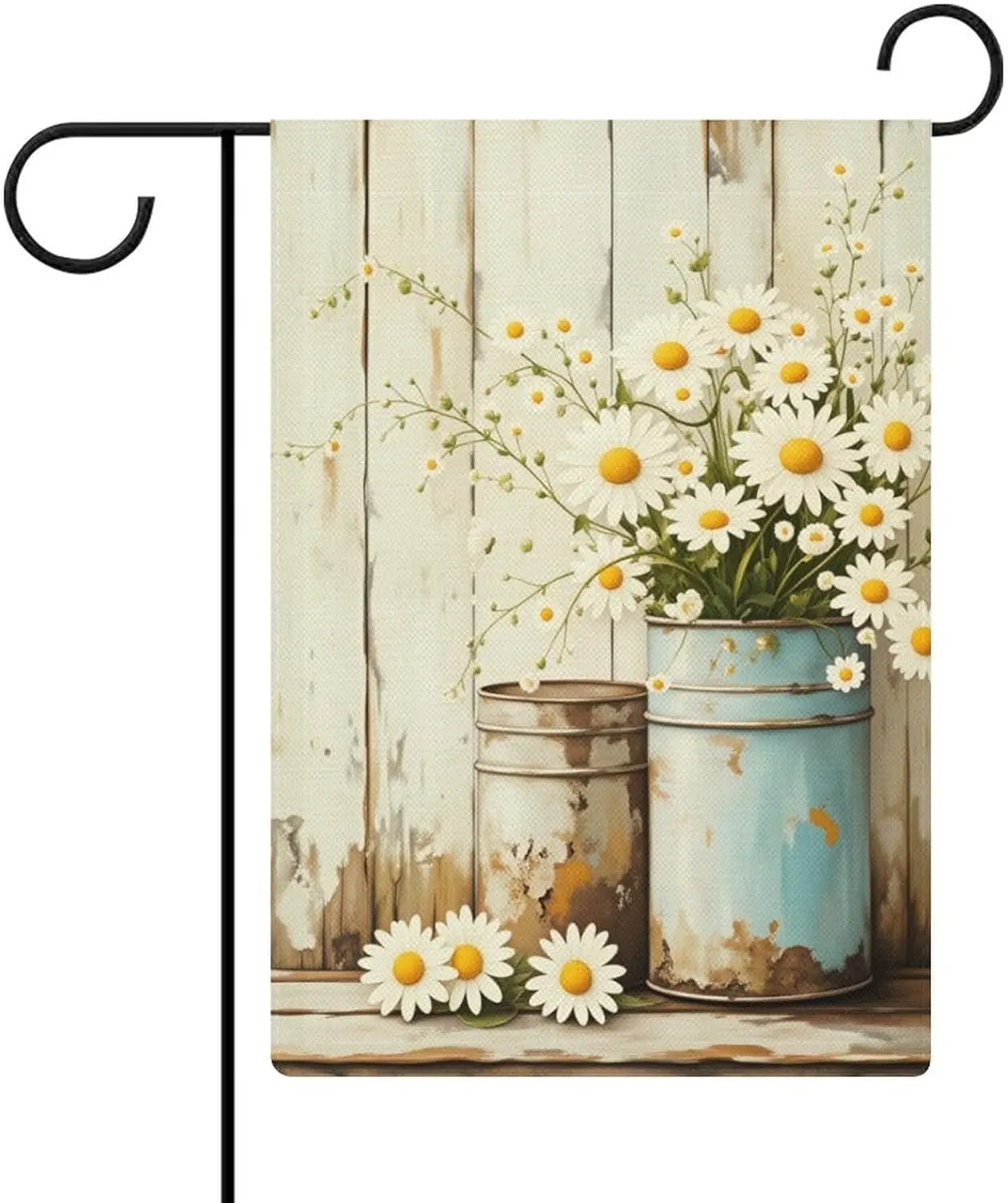 Rustic Daisy Garden Flag Double Sided 12x18 Inch Holiday Outside Winter Festival Home Decorations Burlap for Yard Porch Lawn ZZM