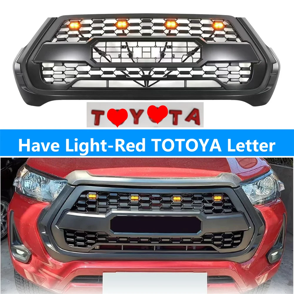 Gemodificeerde 4X4 Auto Nieuwe Grille Voor Toyota Hilux Revo 2021 2022 Voorbumper Racing Grills Mesh Racing grille Cover Grill