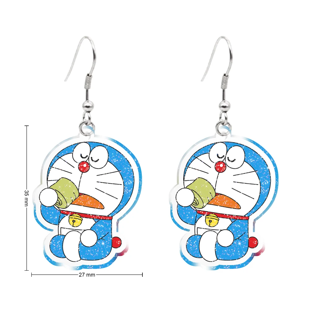 

Japanese Doraemon Transparent Glitter Resin Ear Hook Jewelry Gifts Acrylic Women Girls Hanging Pendant Earrings