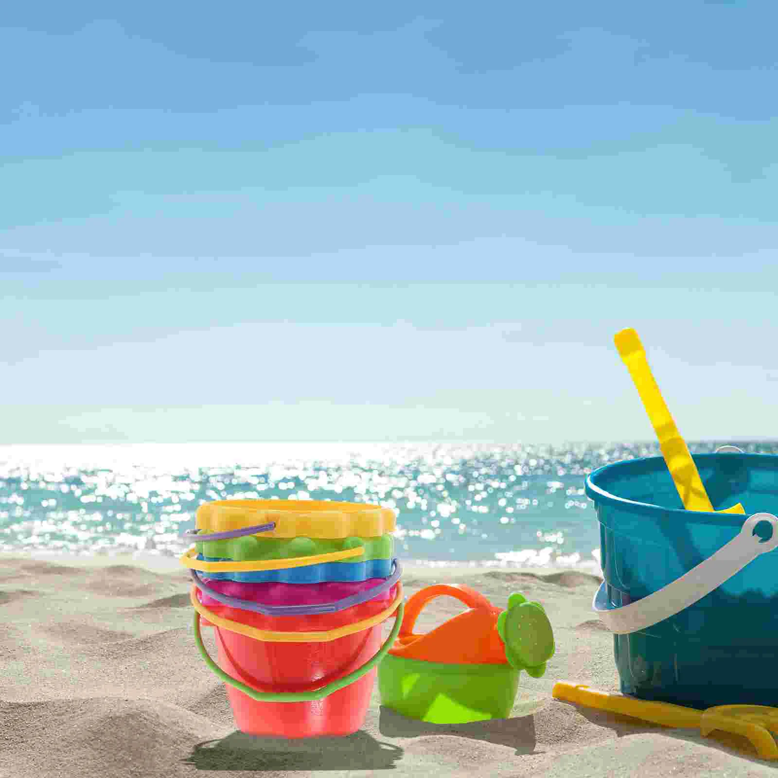 Seau de plage en plastique, 5 pièces, jouets d'extérieur, outils de jeu de sable, seaux pliants, porte-bébés de maternelle pour enfants