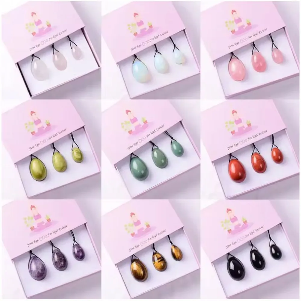 Natural Rose Quartz Yoni Jade Eggs Reiki Healing Crystal Massage Stone Women Kegel Exerciser Gemstone