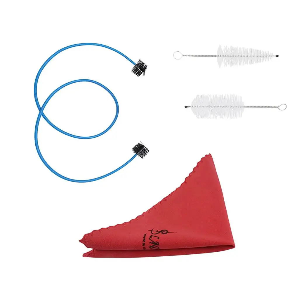 Trumpet Maintenance Kit 4pcs Cleaning Set with Mouthpiece Brush Valve Brush Cloth for Musician Brass Instrument Tools