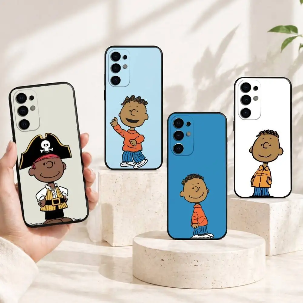 C-Cute cartoon Franklin Phone Case Black Silicone Soft For Samsung S25,S24,S21,S22,S23,S30,Ultra,S20,Plus,Fe,Lite
