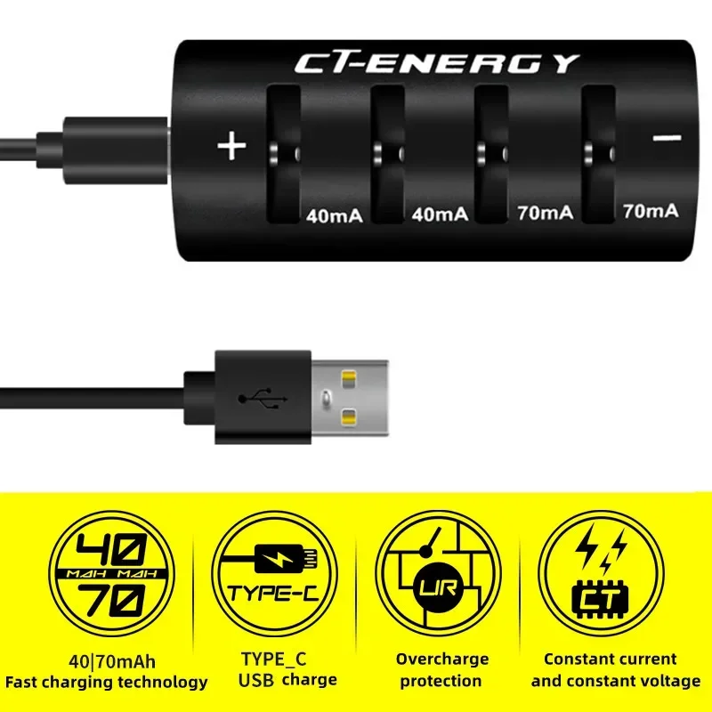 4slot Portable USB High-capacity Button Battery Smart Fast Charge Compatible with LIR2032/2025/2016 ML2032 LIR2032H Multi-Type