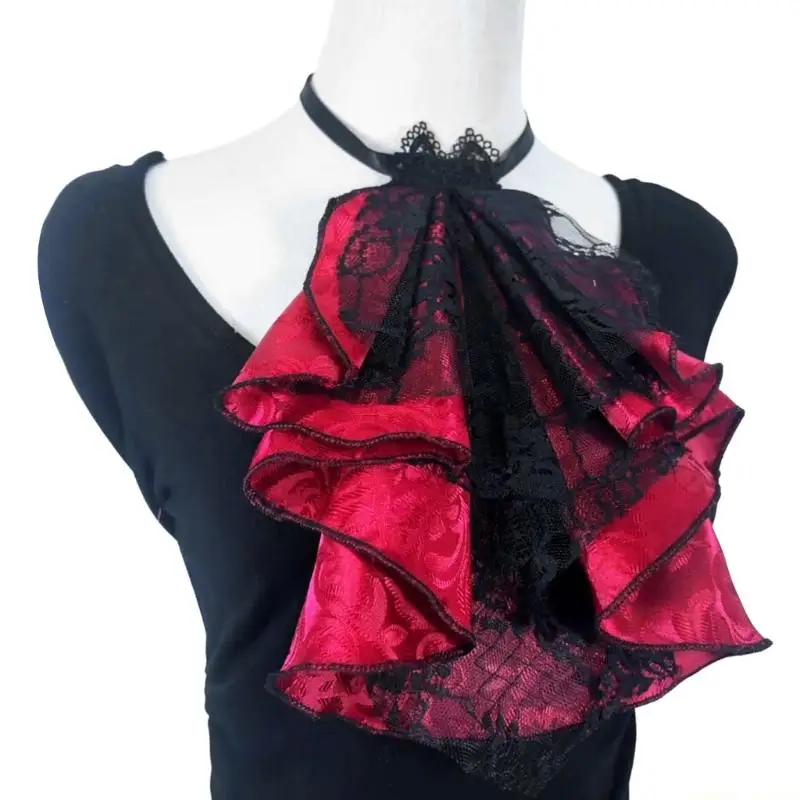 31BF Victorian Decorative Scarf Courtstyles Jabot Collar Multilayer Detachable Collar