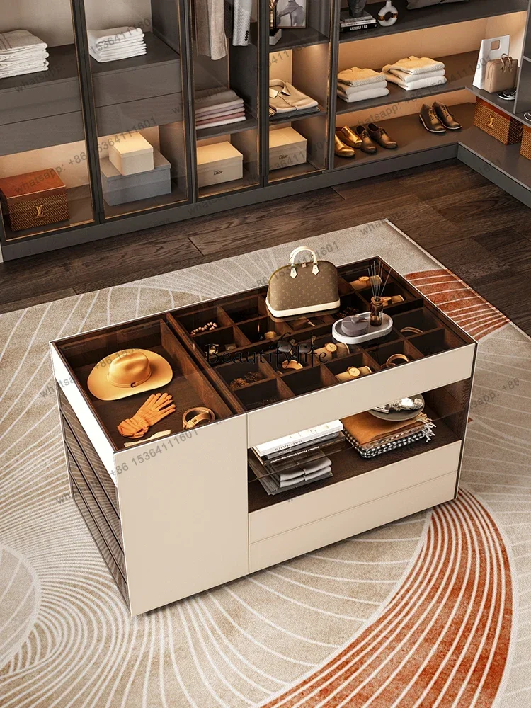 

D30Italian Minimalist Cloakroom Bedroom Floor Display Cabinet Household Double-Sided Storage Chest of Drawers