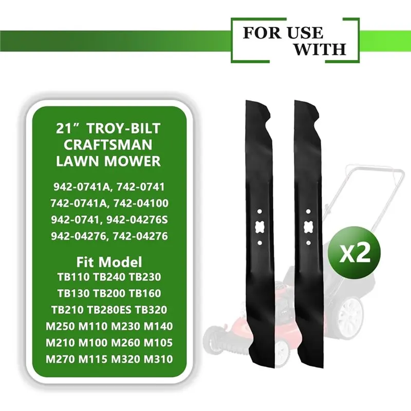 AS60-2 Pack Lawn Mower Mulching Blade 21