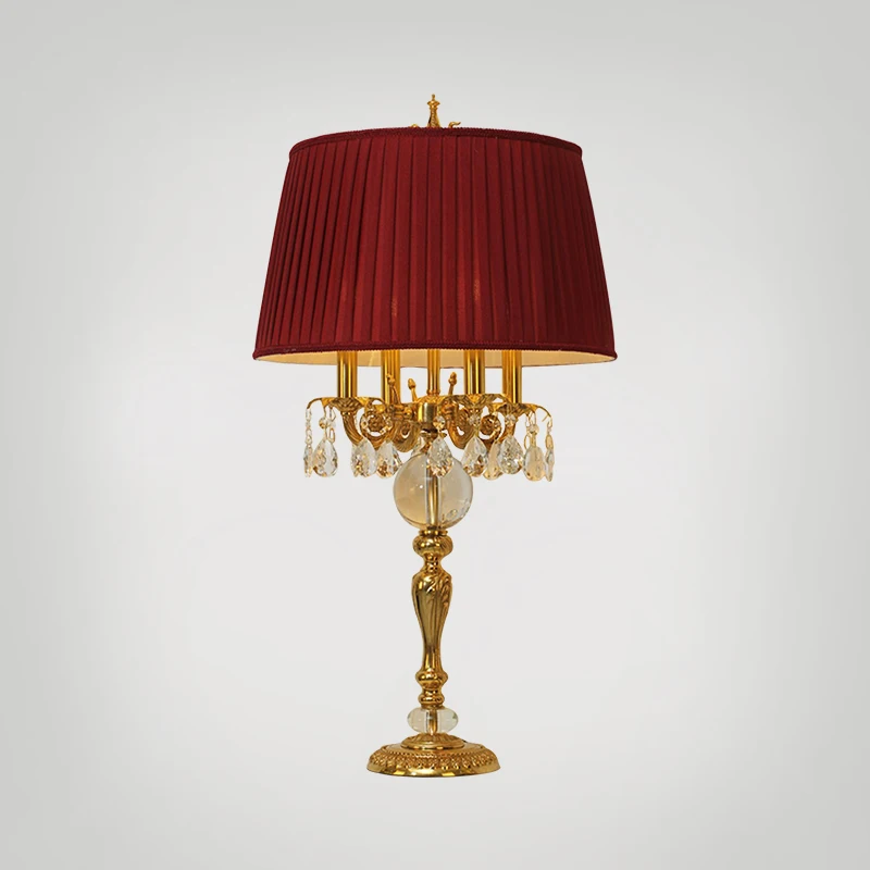 

European Classic Villa Living Room Brass Table Lamp Vintage French Luxury Crystal Bedroom Bedside Table Desk Lamp