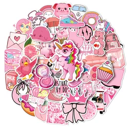 50PCS Cartoon Cute Pink Girl Unicorn Personality Graffiti Stickers Luggage Refrigerator Laptop Computer