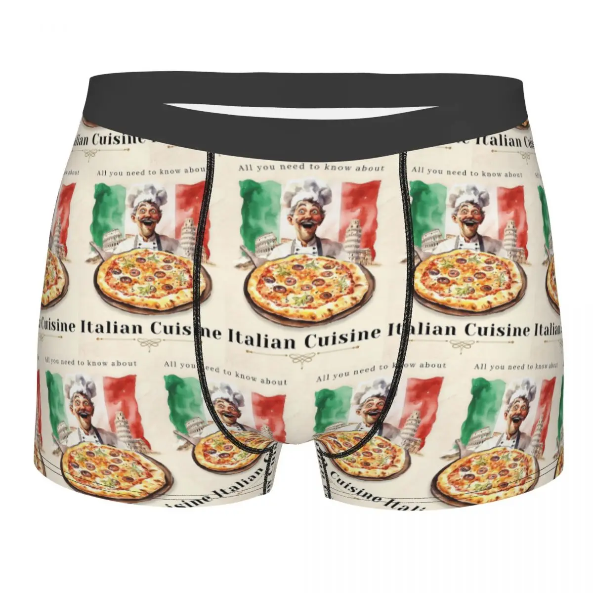 Boxer Underpants Shorts Italian Flag Pizza Panties Men Ventilate Underwear for Homme Man Boyfriend Gift