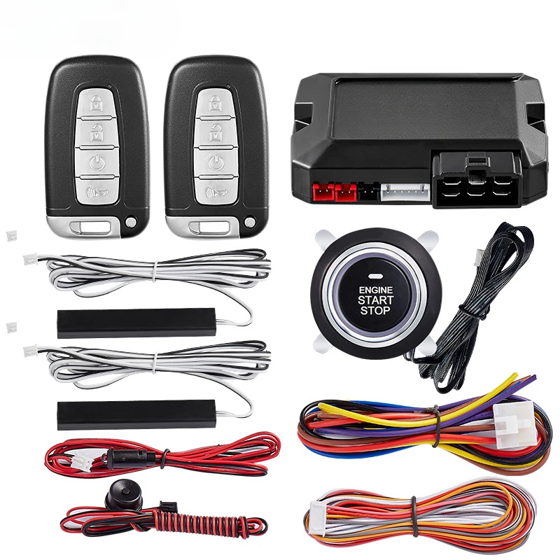 

Car remote control remote start preheating and cooling one-click start PKE car anti-theft device