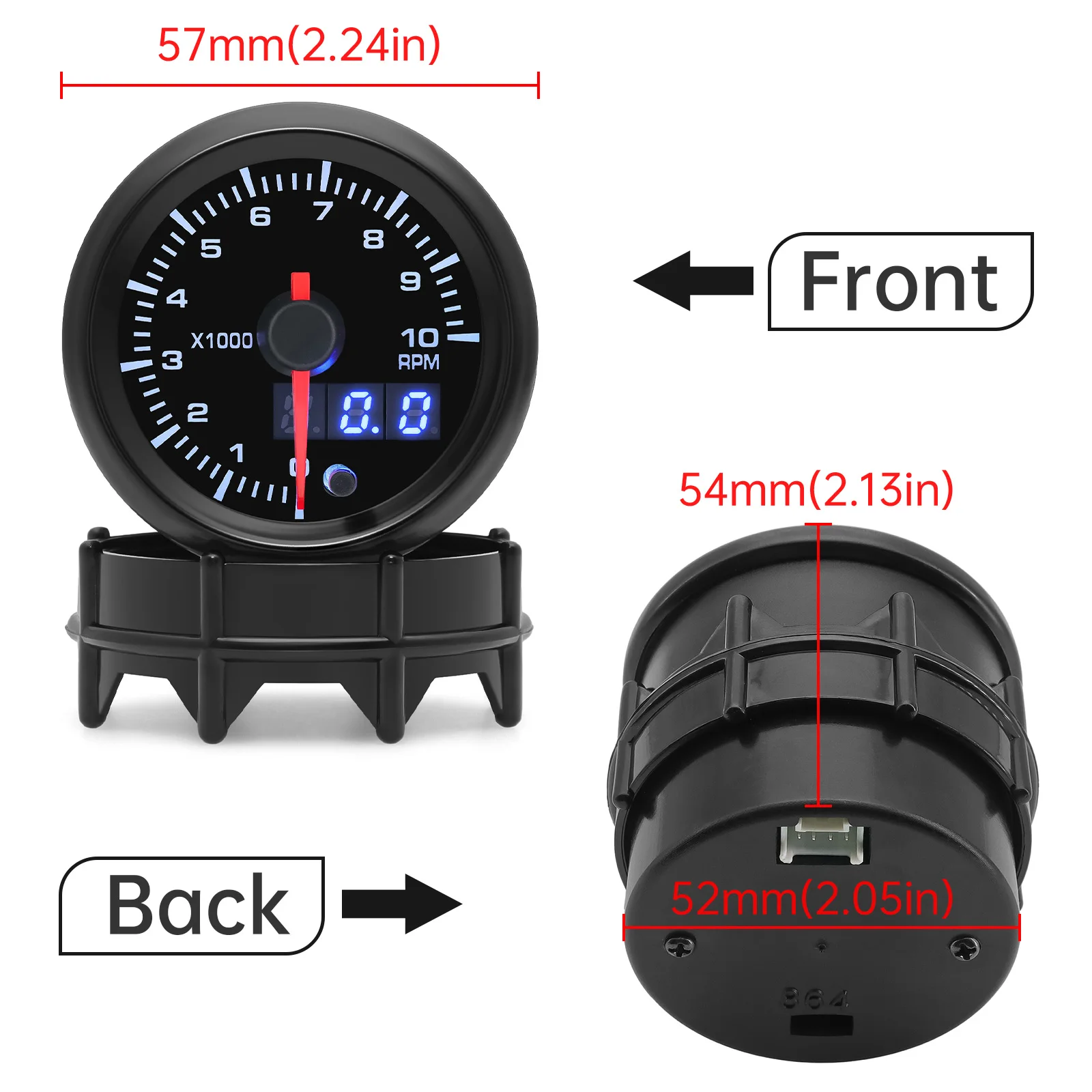 Digital 0~10000 RPM Tachometer Pointer 7 Color Light 2