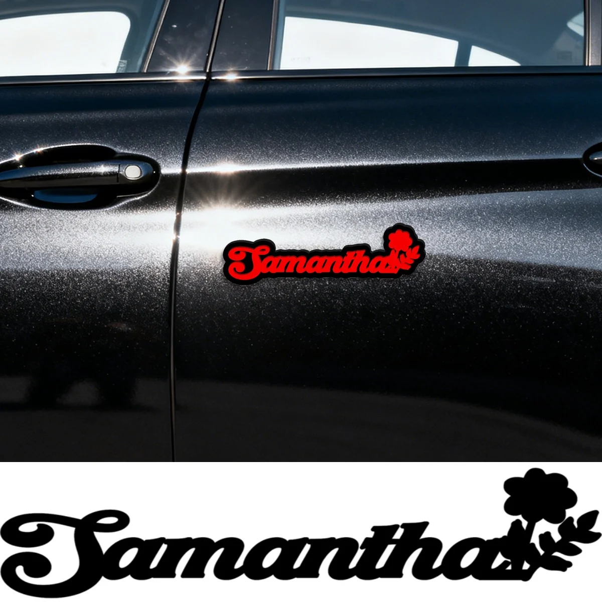 Custom Font Flower Simple 3D Acrylic Line Auto Logo Car Sticker Badge Emblem Tail Decal Car Decoration Accessories