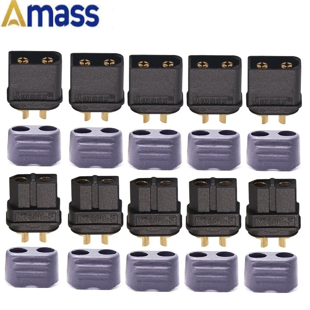 Amass XT60 + XT60H XT30U XT90H 플러그 커넥터, 외장 하우징 포함, 5 수 5 암 (5 쌍), 10 x